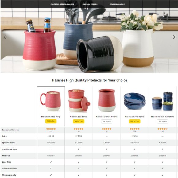 Lg - Ceramic Kitchen Utensil Holder - Farmhouse Cooking Utensil Holder Crock - Picture 10 of 10